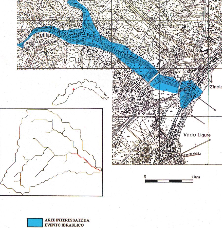 Bacino T. Quiliano. L’evento del 22 settembre 1992 ha colpito una vasta zona della provincia di Savona interessando il bacino del torrente Quiliano, il bacino del torrente Letimbro e il bacino del torrente Sansobbia